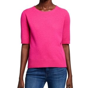 Neiman Marcus Cashmere Collection Hot Pink Short-sleeve Sweater